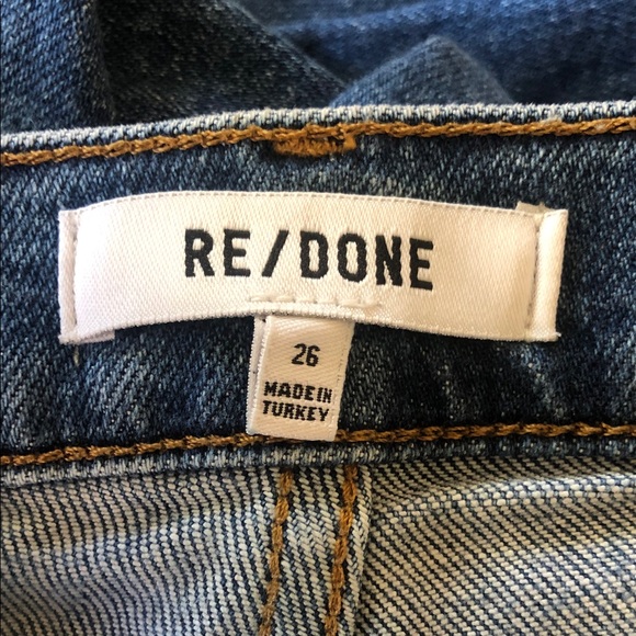 Redone 70s Ultra High Rise Stove Pipe Vintage Indigo Destroy Size 26 - Picture 6 of 9